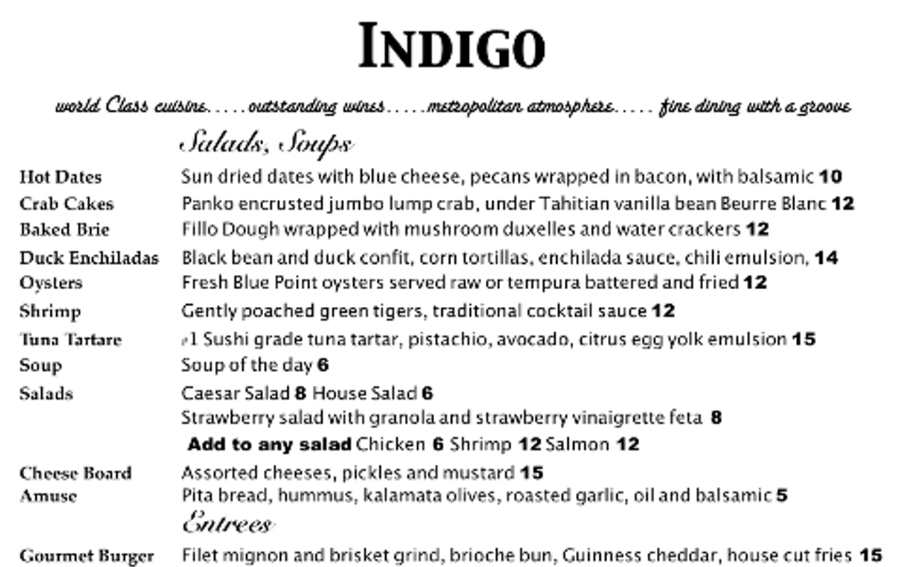 Image: Indigo Restaurant