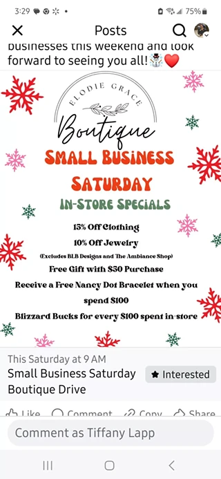 Image: Small Business Saturday Boutique Drive